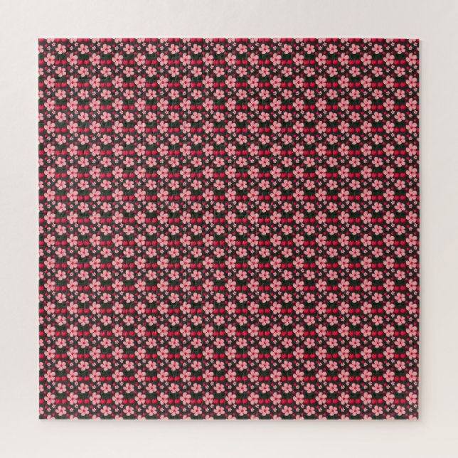 Cherry Blossom Floral Pattern, Pink Flowers  Jigsaw Puzzle (Vertical)