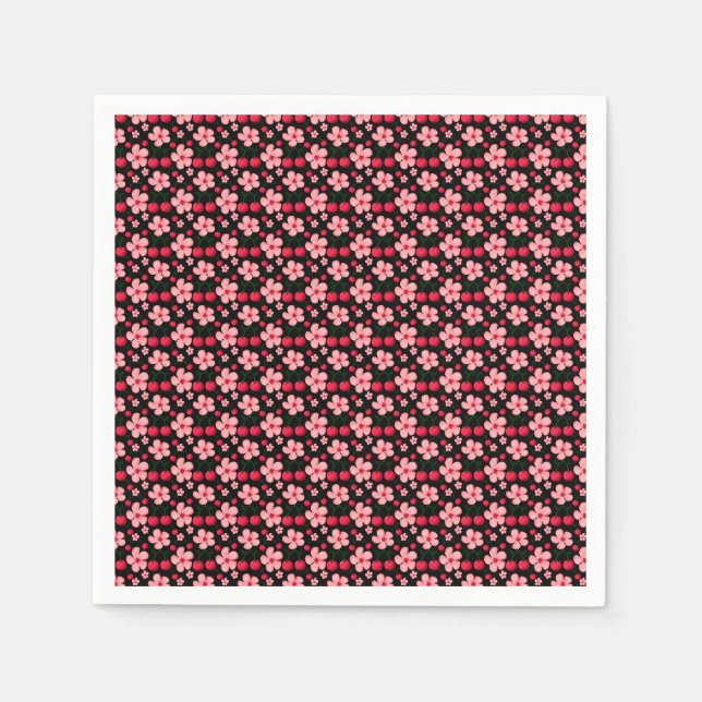 Cherry Blossom Floral Pattern, Pink Flowers  Napkin (Front)