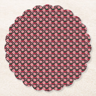 Cherry Blossom Floral Pattern, Pink Flowers Paper Coaster