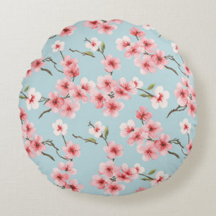 Cherry Blossom Floral Pattern Round Cushion