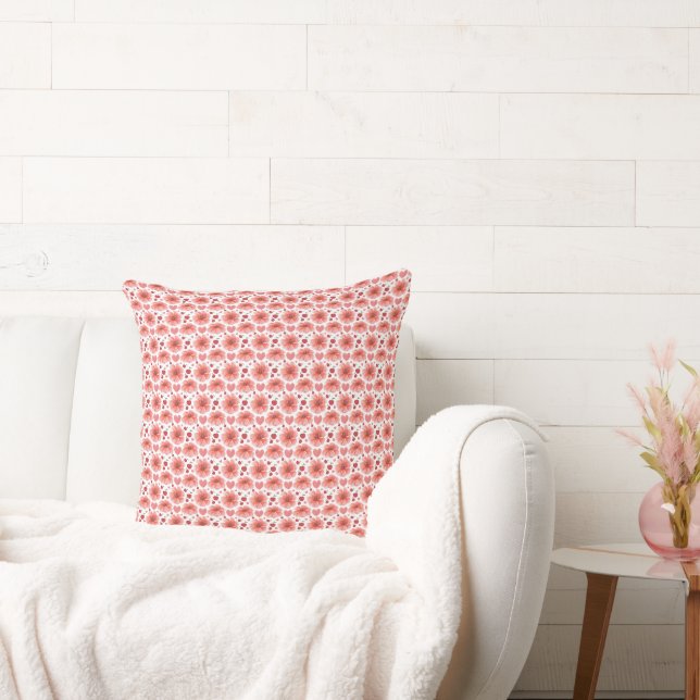 Cherry Blossom Floral Pattern with hearts Cushion (Couch)