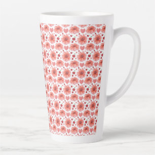 Cherry Blossom Floral Pattern with hearts Latte Mug