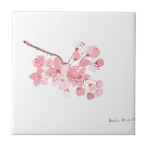 Cherry blossom Floral Pink Rustic Chic Pretty Tile