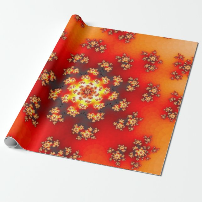Cherry Blossom Floral Sprinkles Wrapping Paper (Unrolled)