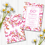 Cherry Blossom Floral Surprise Pink Birthday  Invitation<br><div class="desc">Elegant cherry blossom flower and white rectangle frame with vibrant typography white background birthday invitation.
Can be customised for any age!</div>
