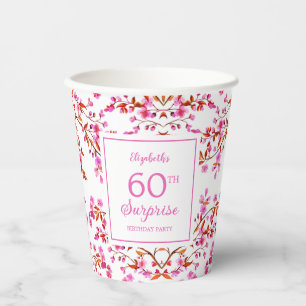 Cherry Blossom Floral Surprise Pink Birthday  Paper Cups
