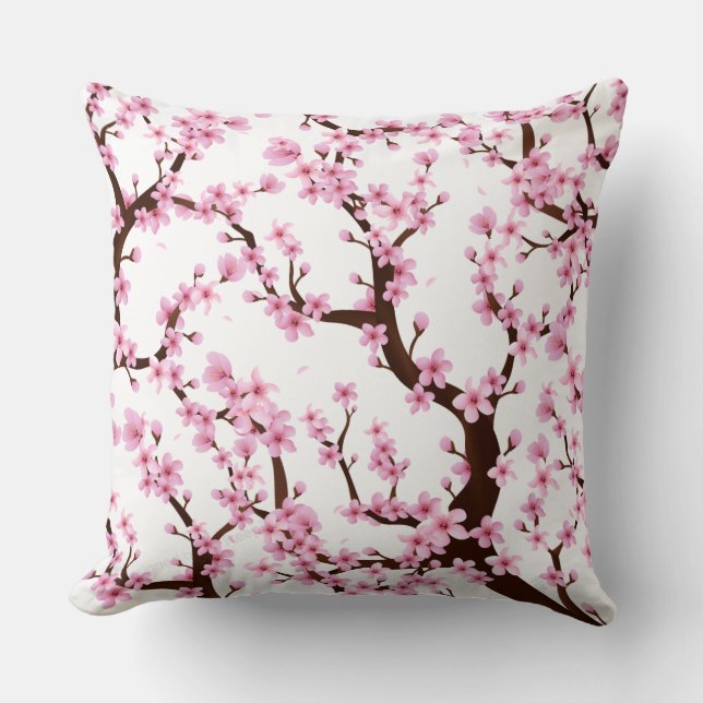 cherry blossom  floral throw pillow (Front)