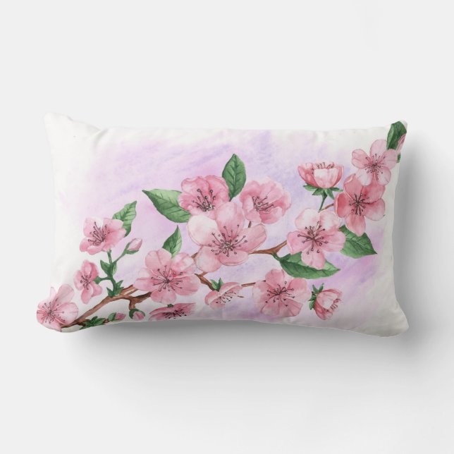 cherry blossom  floral throw pillow (Front)
