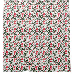 Cherry Blossom Floral Vine Pattern with Cherries Shower Curtain
