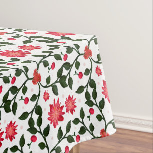 Cherry Blossom Floral Vine Pattern with Cherries Tablecloth