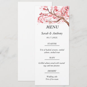 Cherry Blossom Floral Watercolor Wedding Food  Menu