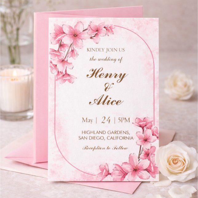 Cherry Blossom Floral Wedding Invitation (Creator Uploaded)