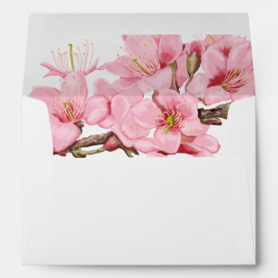 Cherry blossom floral with return address envelope