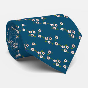 cherry blossom flower (blue background) tie