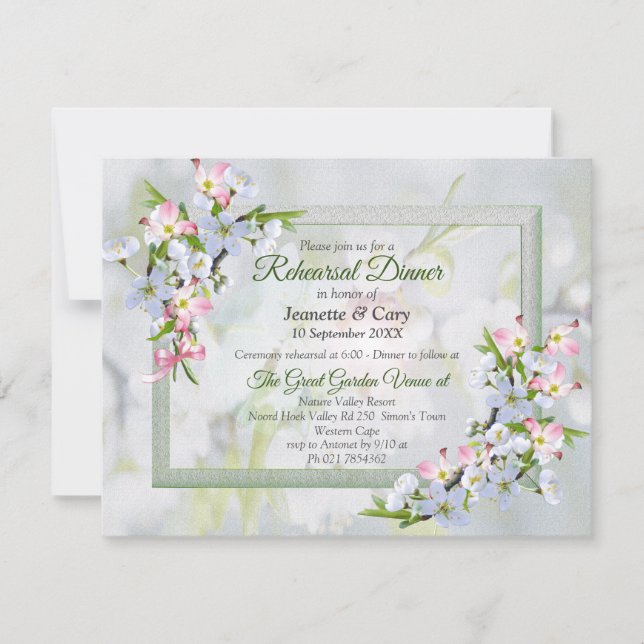 Cherry Blossom Flower Bouquet Theme Invitation (Front)