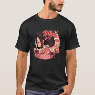 Cherry blossom flower japanese geisha girl mountai T-Shirt