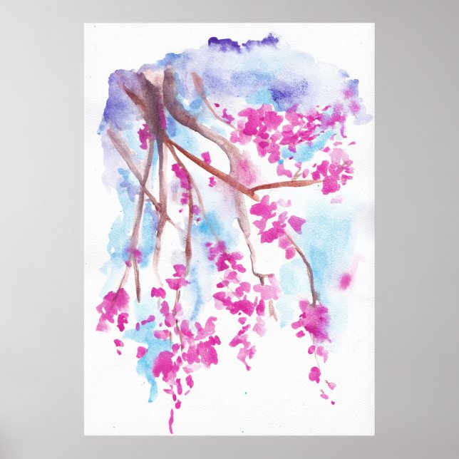 Cherry Blossom flower watercolour art print (Front)