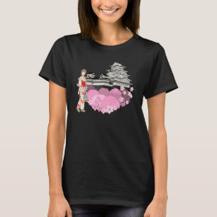 Cherry Blossom Flowers and Japanese Girl Japanese T-Shirt