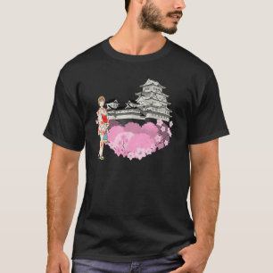 Cherry Blossom Flowers and Japanese Girl Japanese  T-Shirt
