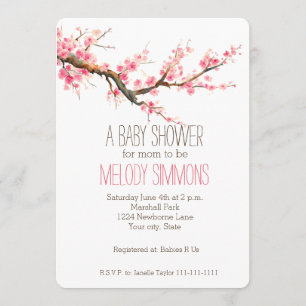 Cherry Blossom Flowers Baby Shower Invitation