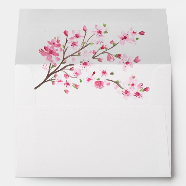 Cherry Blossom Flowers Floral Return Address Envelope (Back (Bottom))