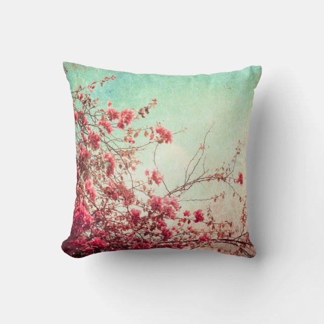 Cherry Blossom Flowers Floral Throw Couch Pillow (Front)