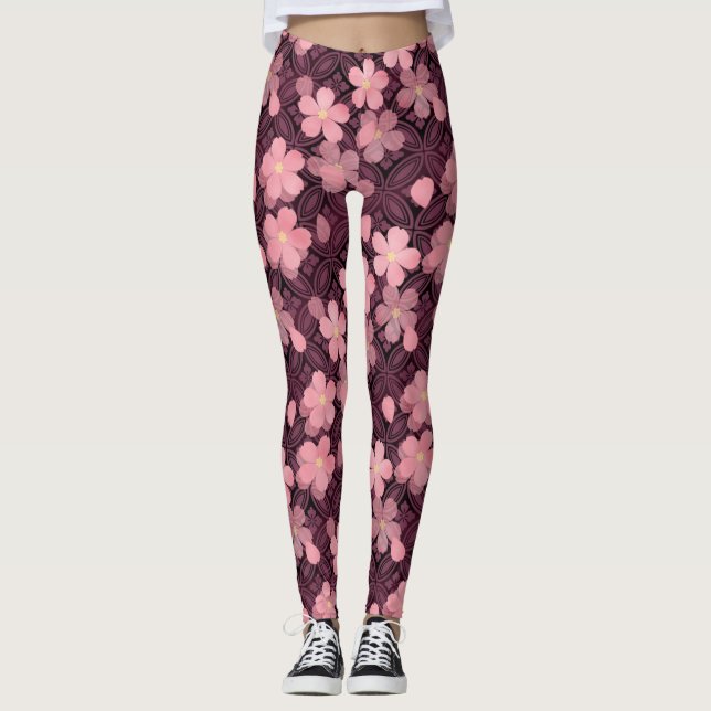 cherry blossom flowers leggings (Front)