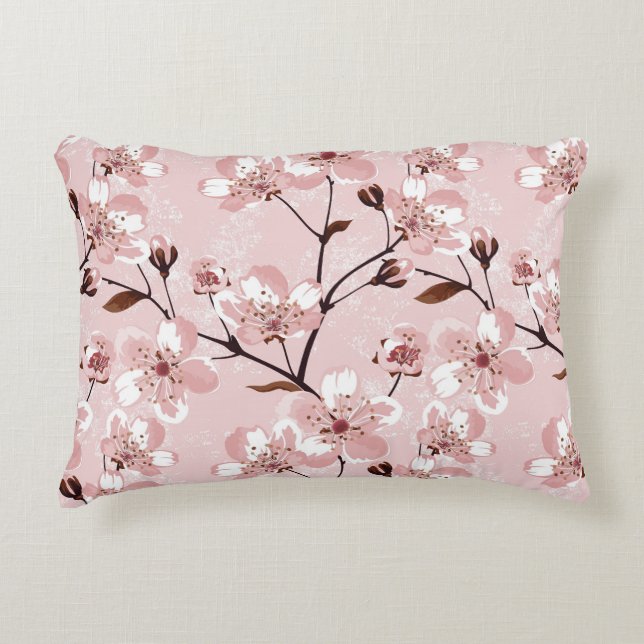 Cherry Blossom Flowers Pattern Decorative Cushion (Front)
