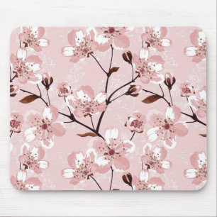 Cherry Blossom Flowers Pattern Mouse Pad