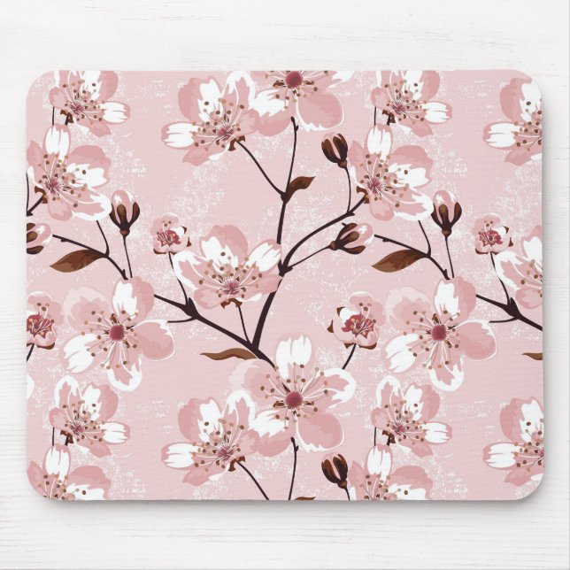 Cherry Blossom Flowers Pattern Mouse Pad (Front)