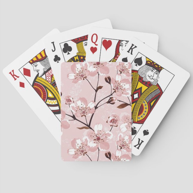Cherry Blossom Flowers Pattern Playing Cards (Back)