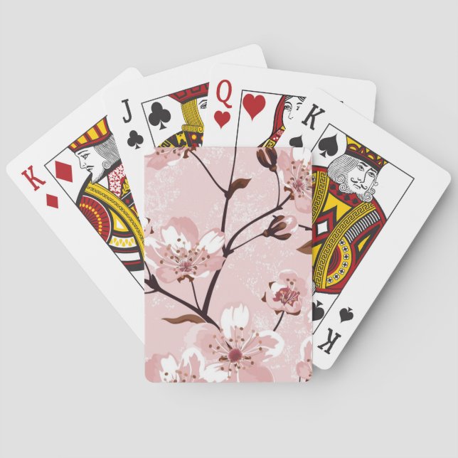 Cherry Blossom Flowers Pattern Playing Cards (Back)