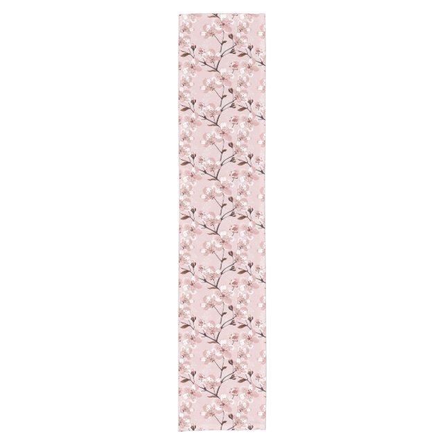 Cherry Blossom Flowers Pattern Short Table Runner (Front)