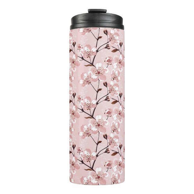 Cherry Blossom Flowers Pattern Thermal Tumbler (Front)