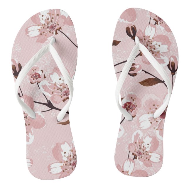 Cherry Blossom Flowers Pattern Thongs (Footbed)