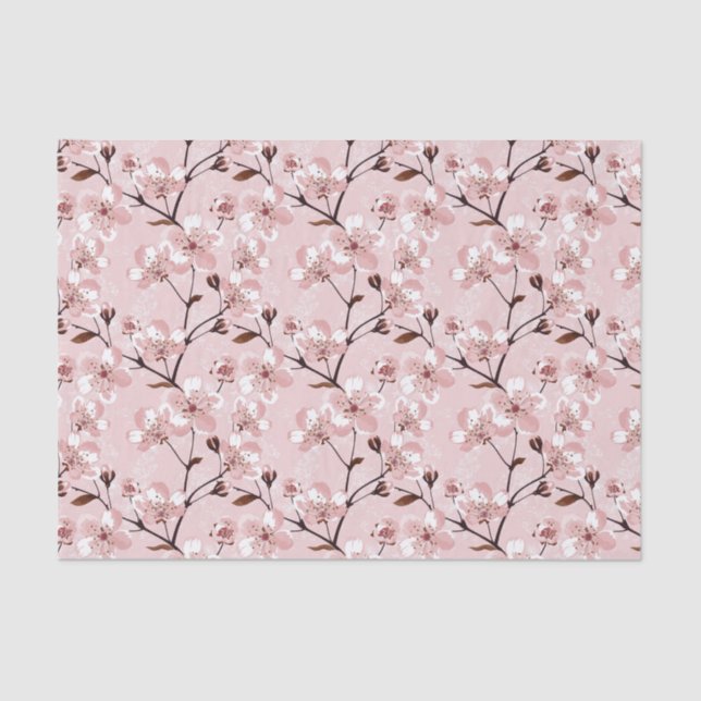 Cherry Blossom Flowers Pattern Tissue Paper (Front)