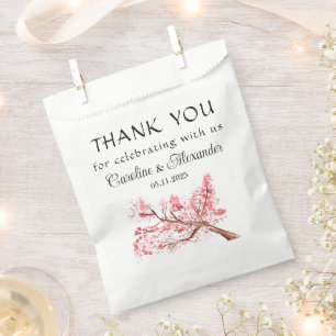Cherry Blossom Flowers Pink Floral Wedding Favour Bag