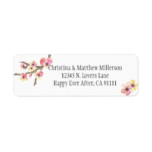 Cherry Blossom Flowers Return Address Label