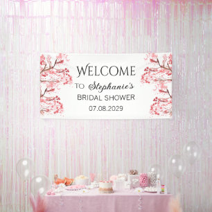 Cherry Blossom Flowers Rustic Bridal Shower Banner