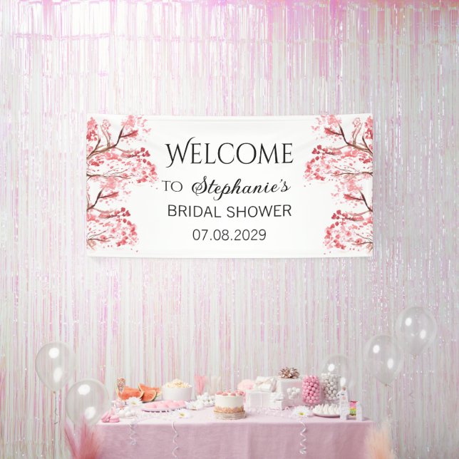 Cherry Blossom Flowers Rustic Bridal Shower Banner (Party)
