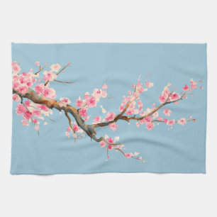Cherry Blossom Flowers Tea Towel