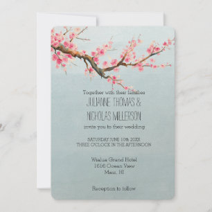Cherry Blossom Flowers Wedding Invitation