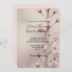 Cherry Blossom Flowers Wedding Invites