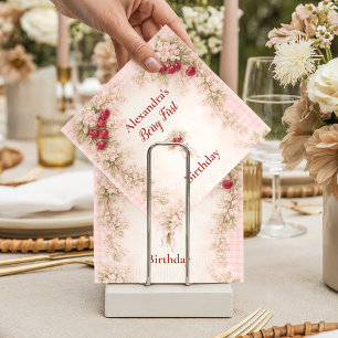 Cherry Blossom Garden 1st Birthday Napkin