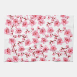 Cherry Blossom Garden Romantic Design Tea Towel