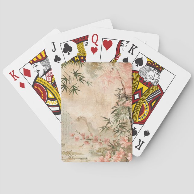 Cherry Blossom Garden Scene (1) Playing Cards (Back)