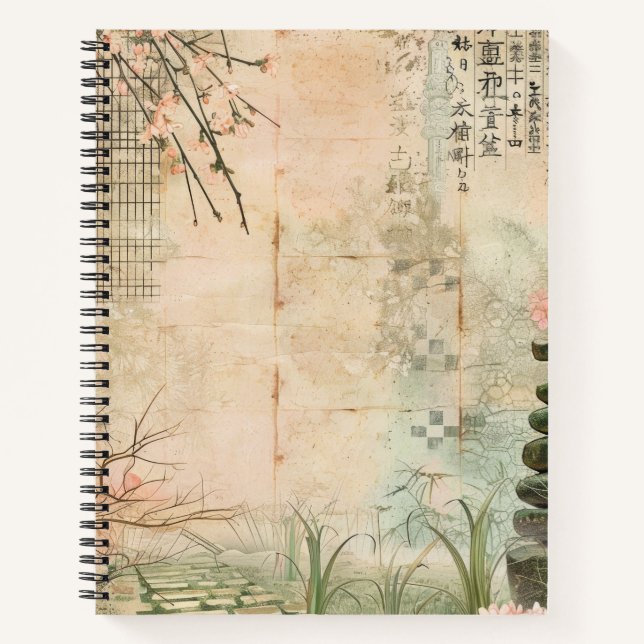 Cherry Blossom Garden Scene (2) Notebook (Front)