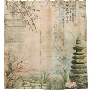 Cherry Blossom Garden Scene (2) Shower Curtain