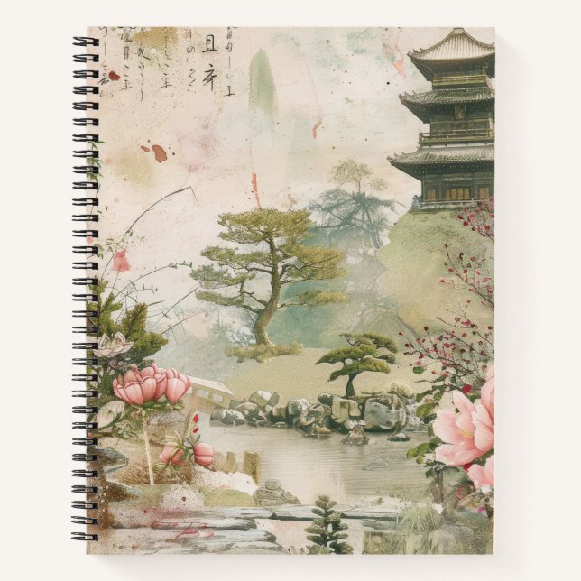 Cherry Blossom Garden Scene (3) Notebook (Front)