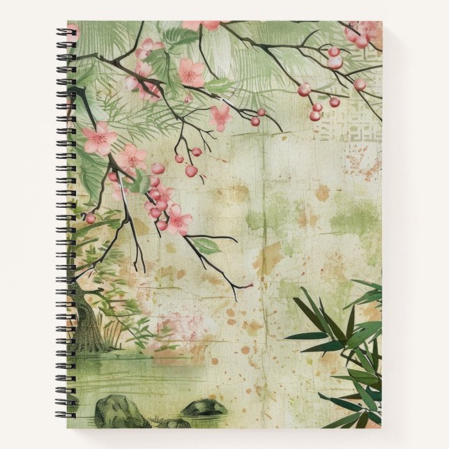 Cherry Blossom Garden Scene (5) Notebook (Front)